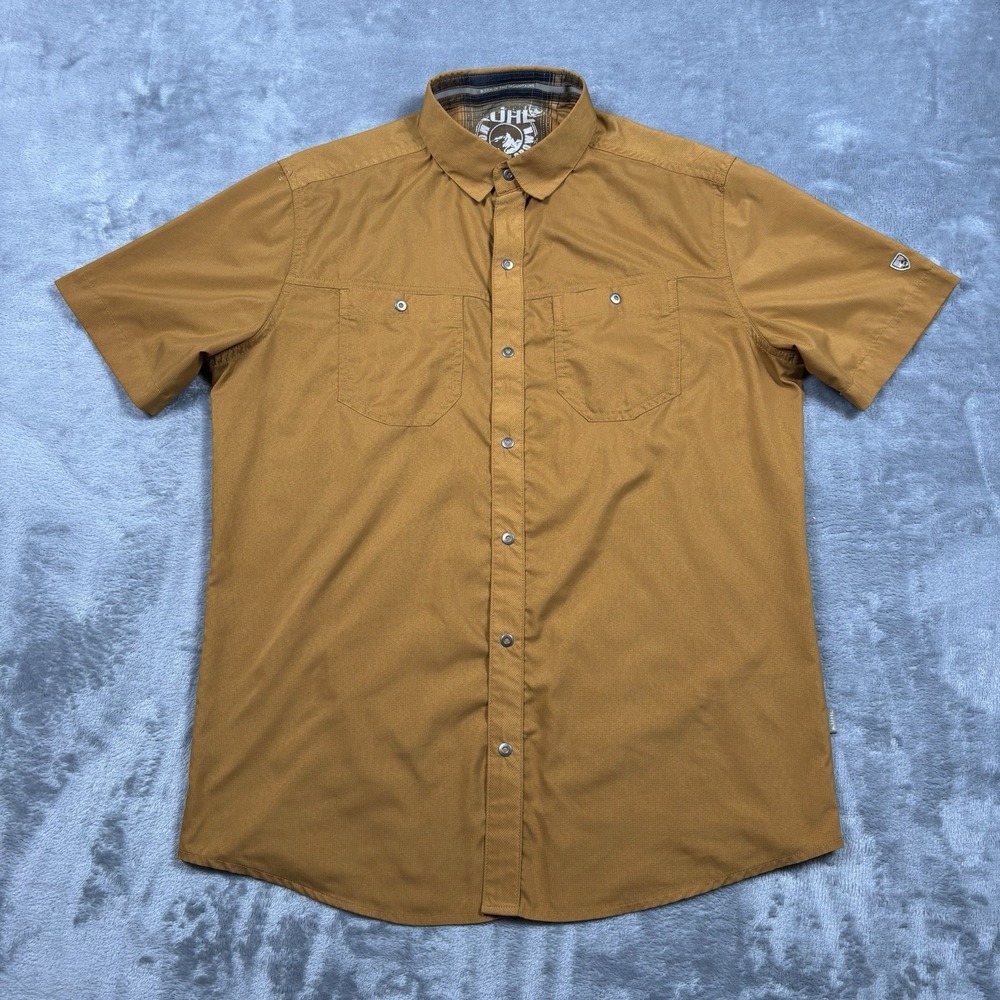 Kuhl Shirt Mens Small Orange Stealth 7453 Short Sleeve Hiking Fishing Camping
